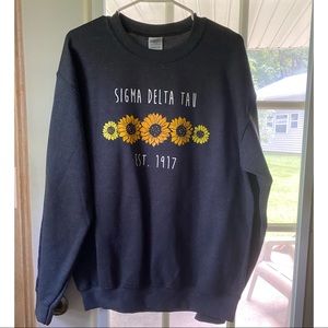 Sigma Delta Tau SDT grey crew neck sweatshirt flowers